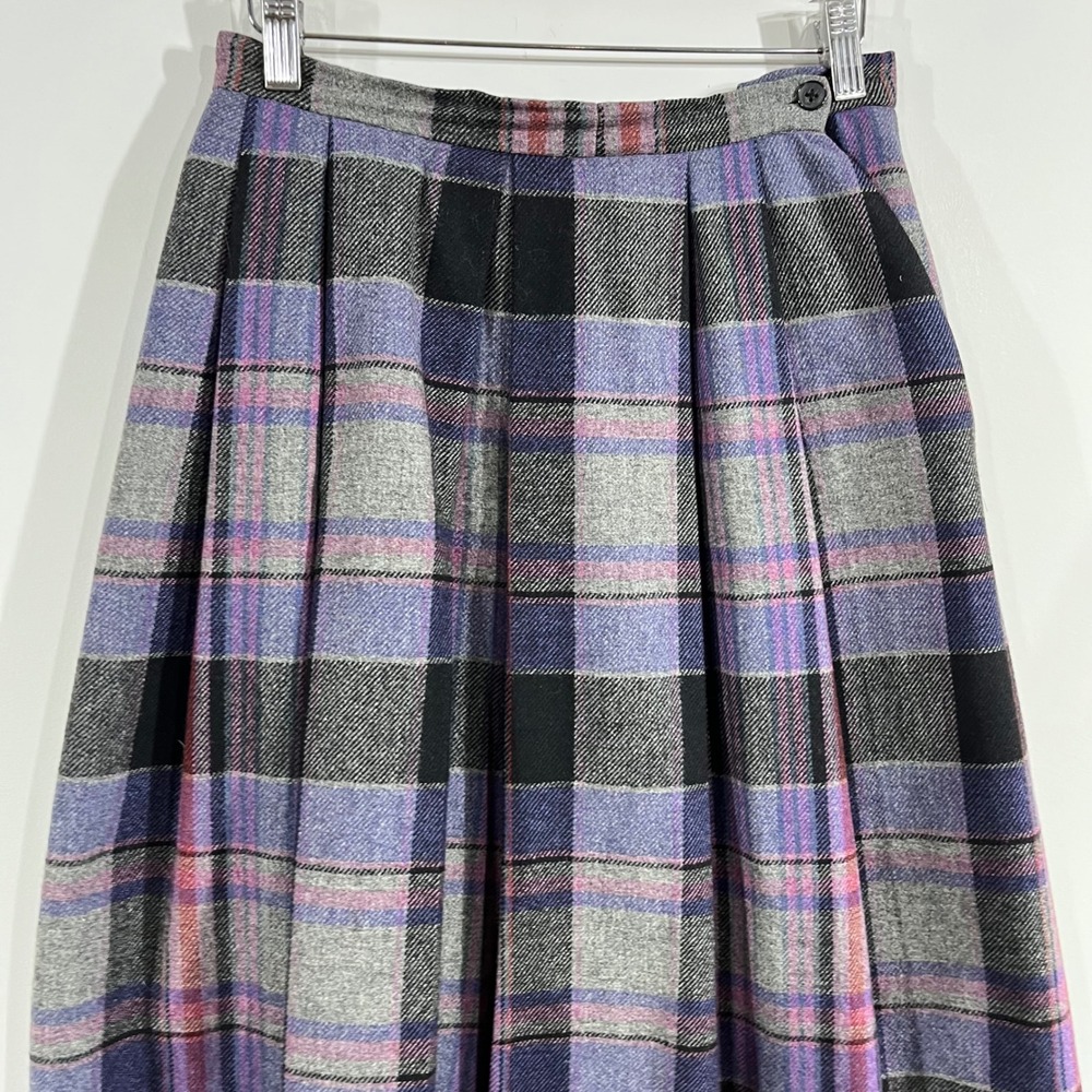 Vintage Jack Winter Heritage Tartan Plaid Wool Pleated Midi Skirt Size 10 Preppy